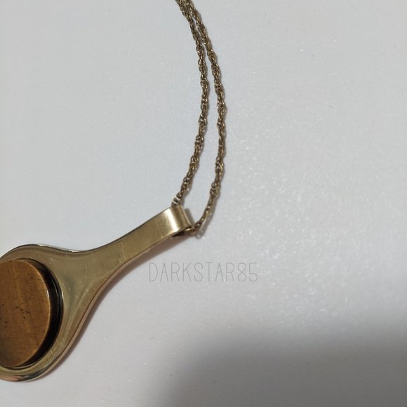 Vintage Tiger's Eye Statement Necklace Stamped 12K Gold Filled - Picture 4 of 6